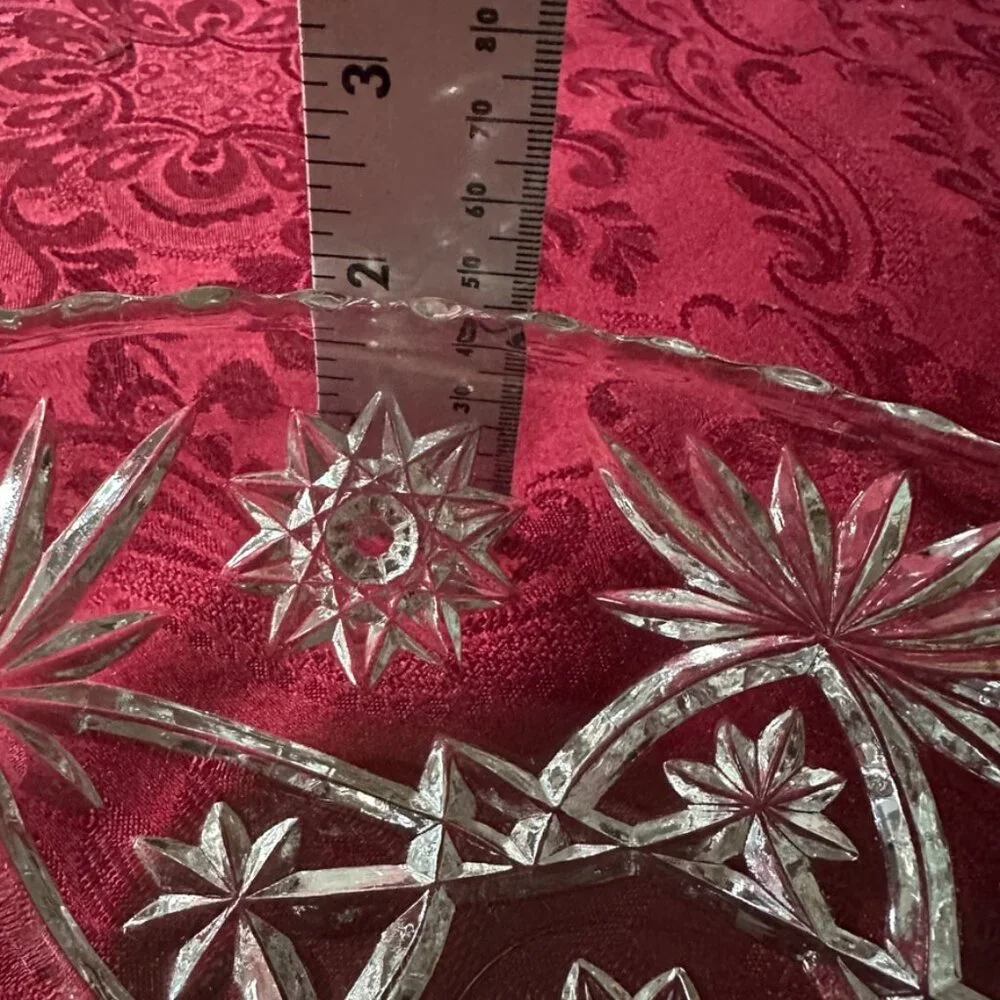 Vintage ANCHOR HOCKING Early American Prescut EAPC Glass Oval Dish Starbust